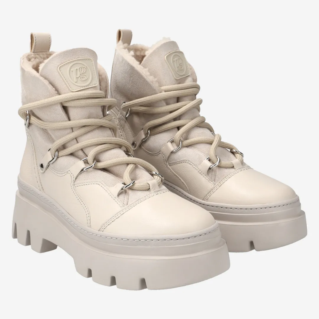 Paul Green Lace up bootie with lambskin lining